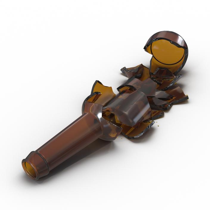 3D Broken Beer Bottle 3 Brown