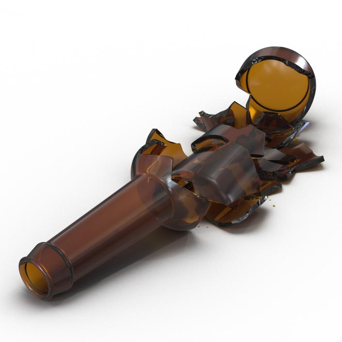 3D Broken Beer Bottle 3 Brown