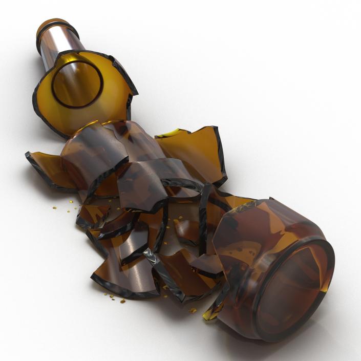 3D Broken Beer Bottle 3 Brown