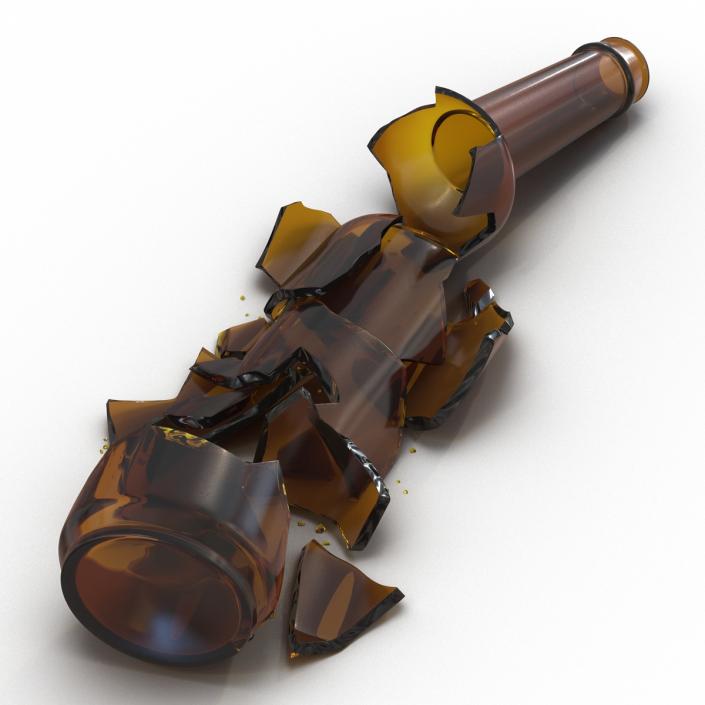 3D Broken Beer Bottle 3 Brown