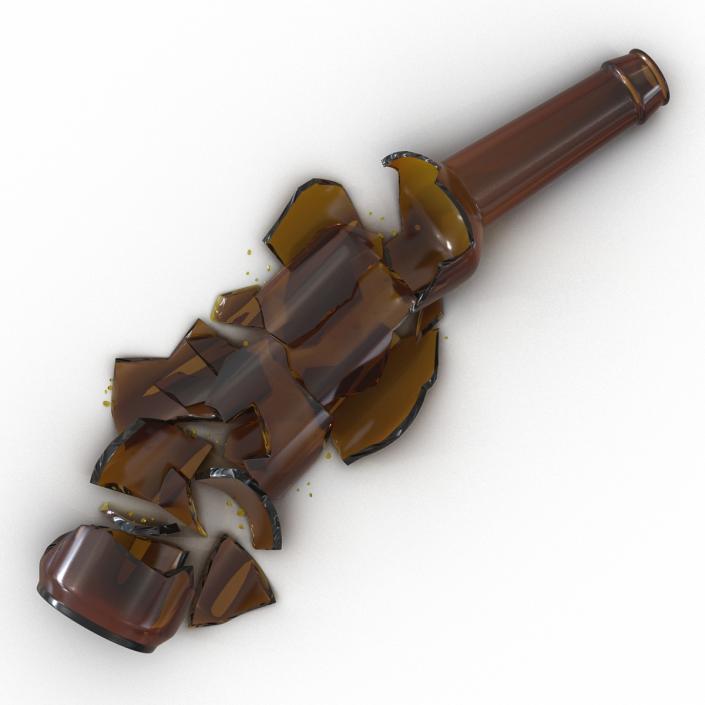 3D Broken Beer Bottle 3 Brown