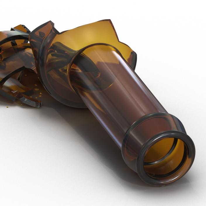 3D Broken Beer Bottle 3 Brown