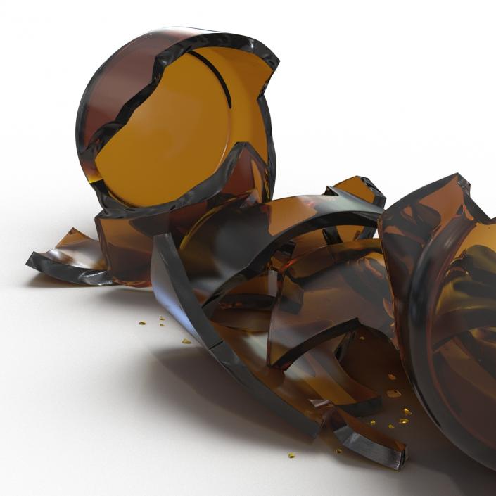 3D Broken Beer Bottle 3 Brown