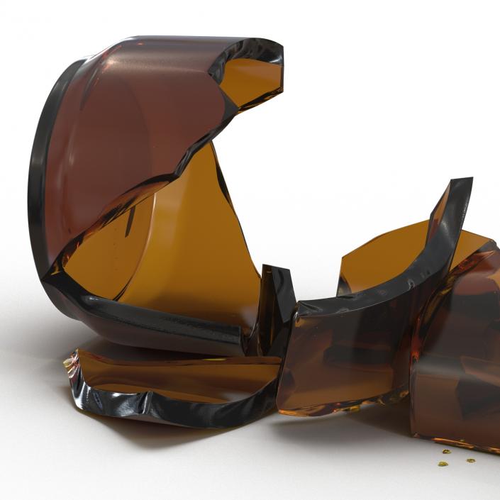 3D Broken Beer Bottle 3 Brown