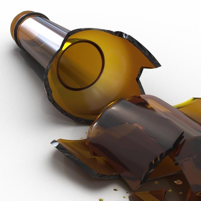 3D Broken Beer Bottle 3 Brown