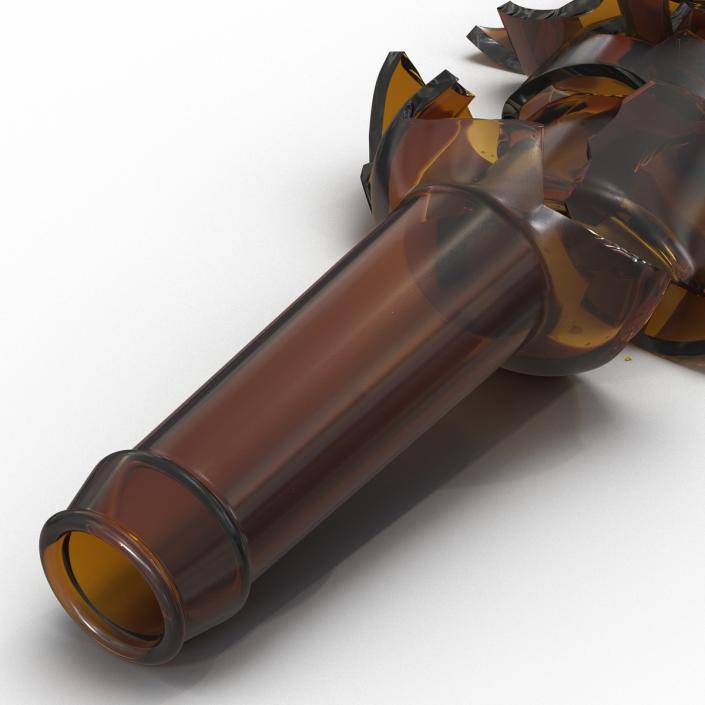 3D Broken Beer Bottle 3 Brown