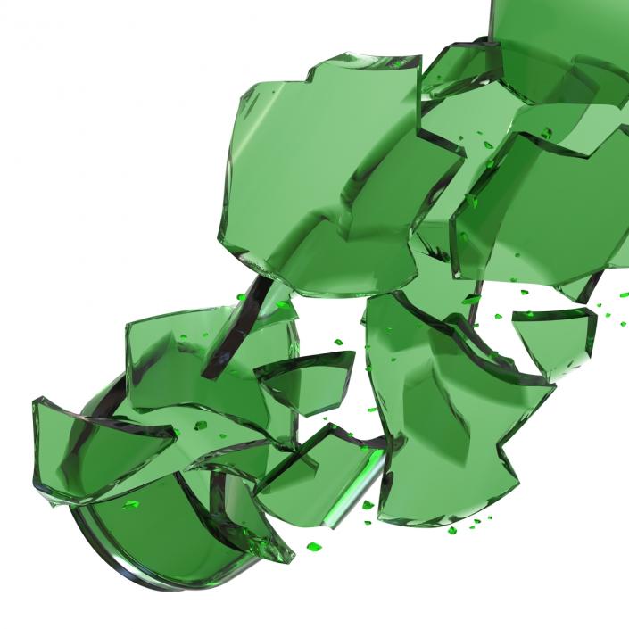 3D Broken Beer Bottle 3 Green