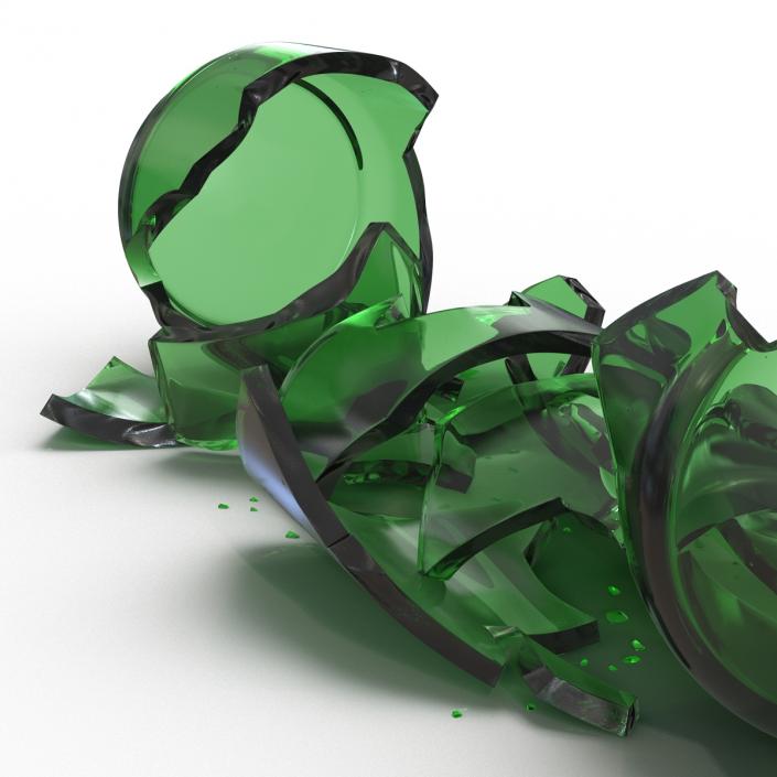 3D Broken Beer Bottle 3 Green