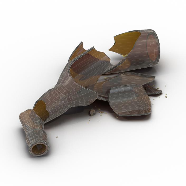 Broken Beer Bottle Brown 3D model