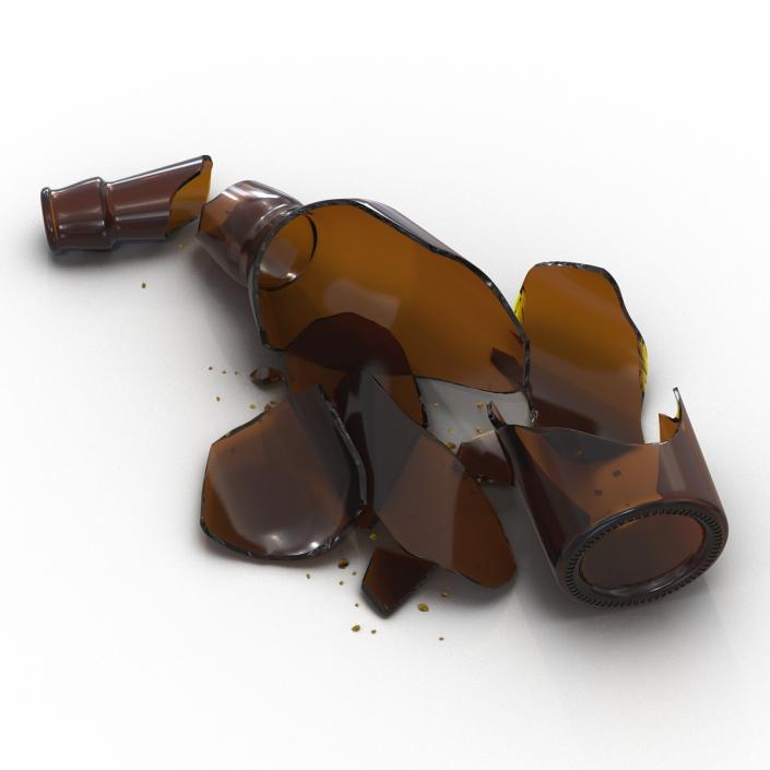 Broken Beer Bottle Brown 3D model