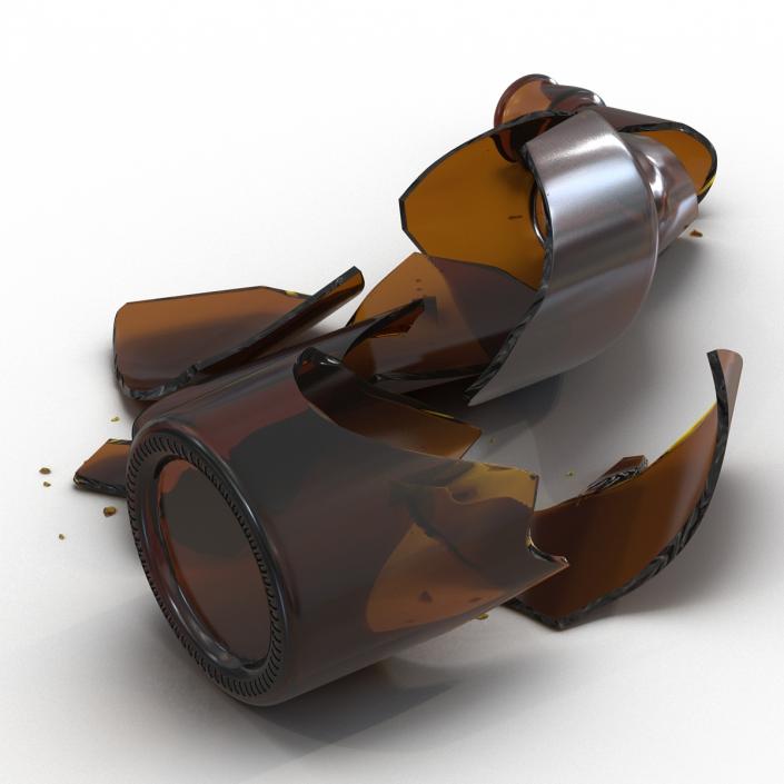 Broken Beer Bottle Brown 3D model