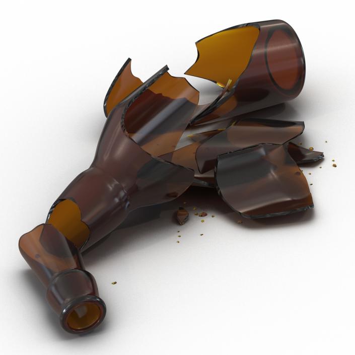 Broken Beer Bottle Brown 3D model