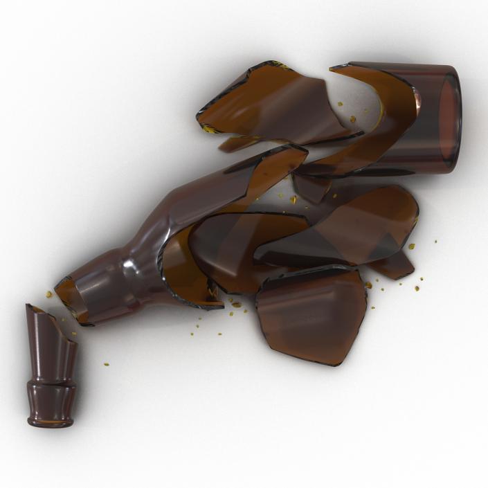 Broken Beer Bottle Brown 3D model