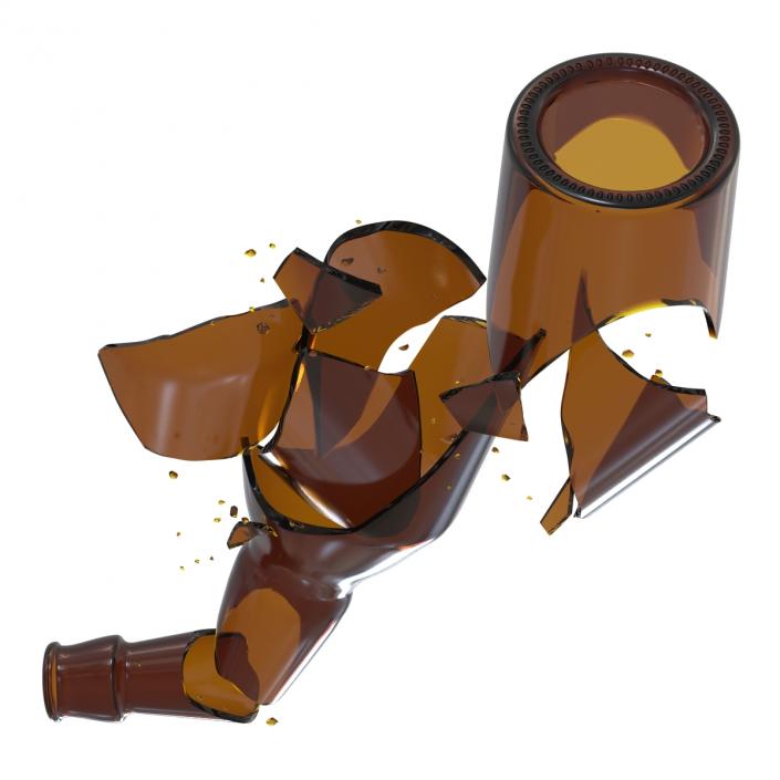 Broken Beer Bottle Brown 3D model