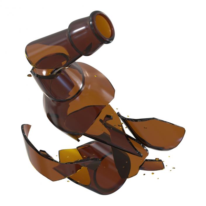 Broken Beer Bottle Brown 3D model