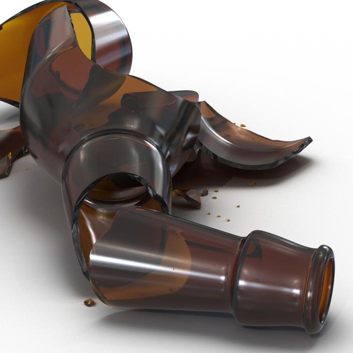 Broken Beer Bottle Brown 3D model