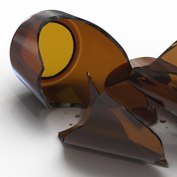 Broken Beer Bottle Brown 3D model