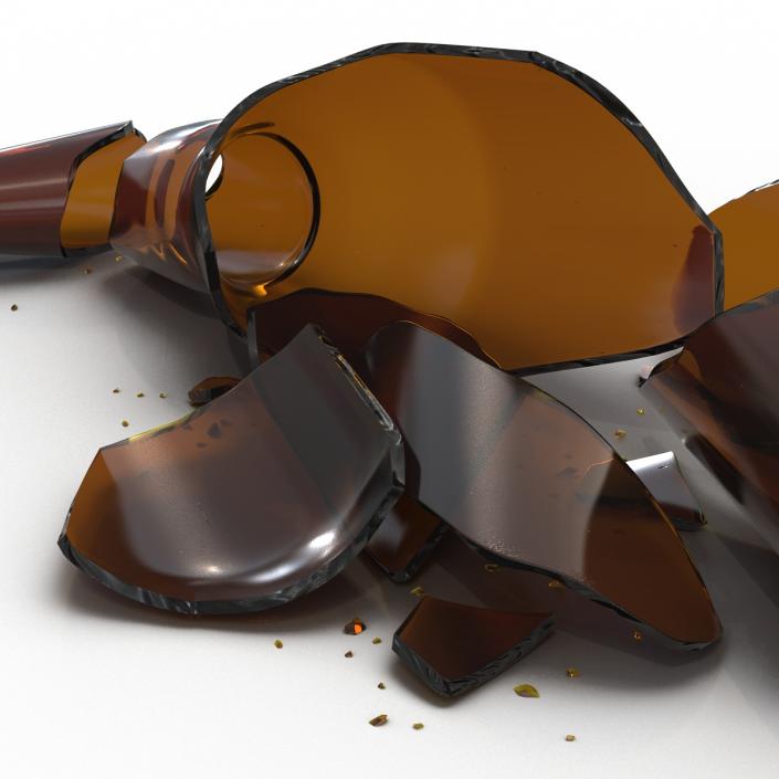 Broken Beer Bottle Brown 3D model