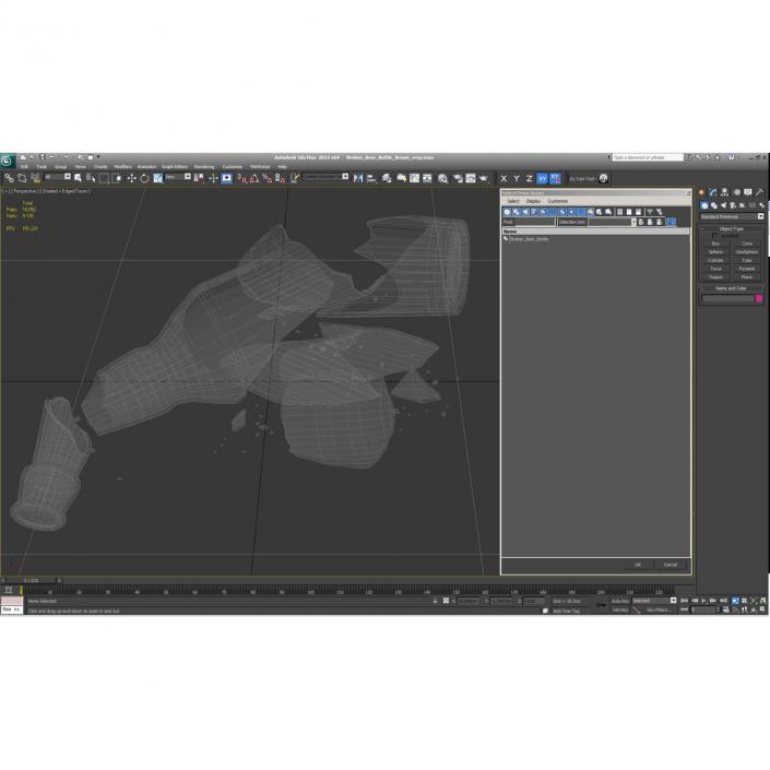 Broken Beer Bottle Brown 3D model