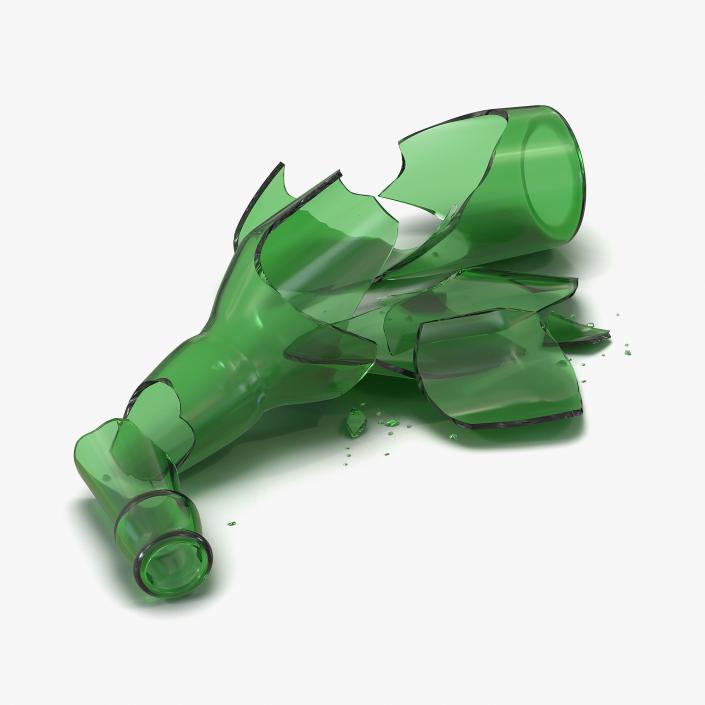 Broken Beer Bottle Green 3D model