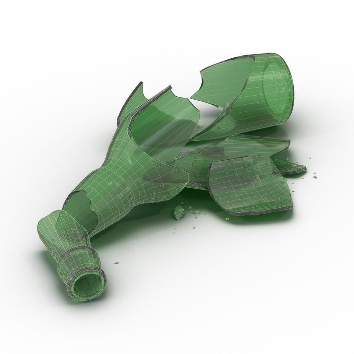 Broken Beer Bottle Green 3D model