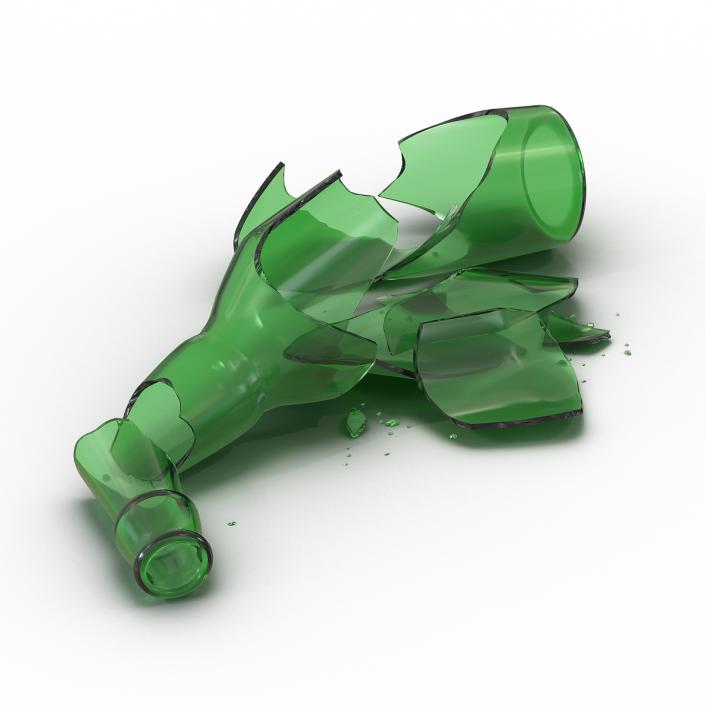 Broken Beer Bottle Green 3D model