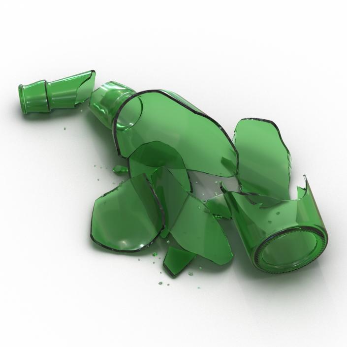 Broken Beer Bottle Green 3D model