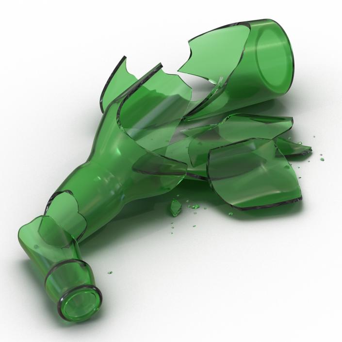 Broken Beer Bottle Green 3D model