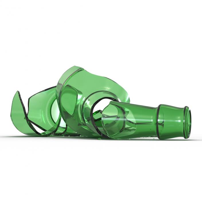 Broken Beer Bottle Green 3D model