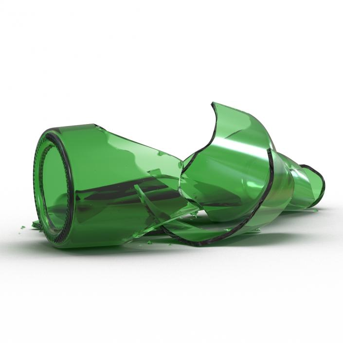 Broken Beer Bottle Green 3D model