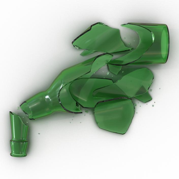 Broken Beer Bottle Green 3D model