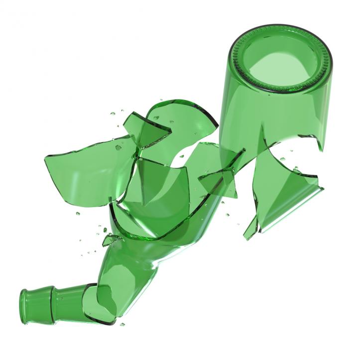 Broken Beer Bottle Green 3D model