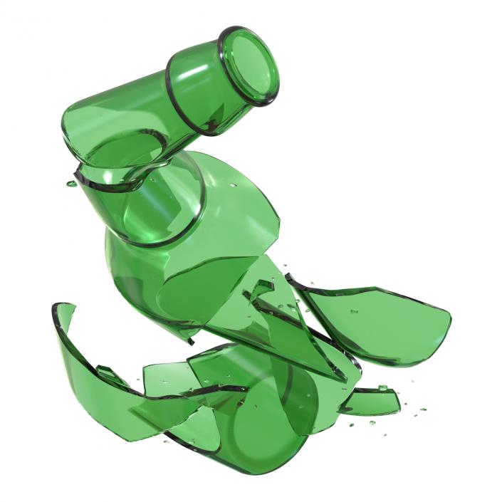 Broken Beer Bottle Green 3D model