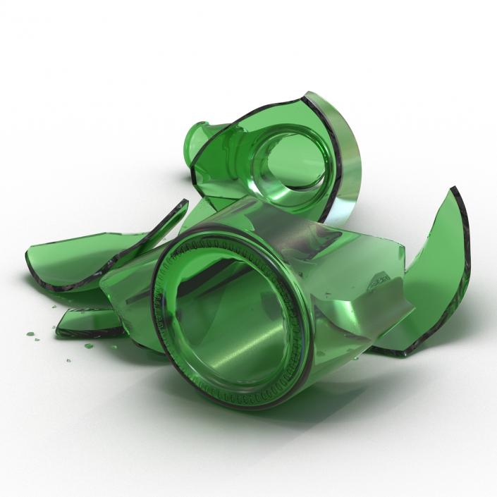 Broken Beer Bottle Green 3D model