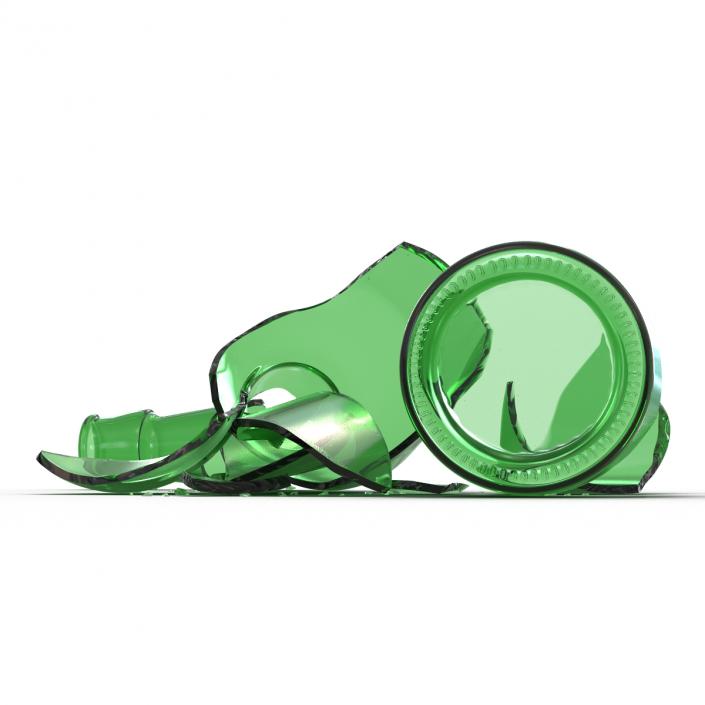 Broken Beer Bottle Green 3D model