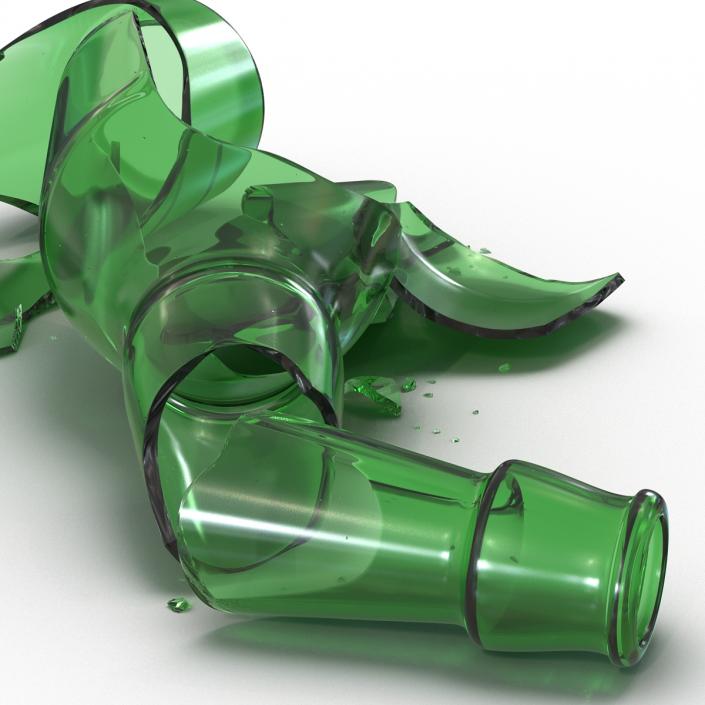 Broken Beer Bottle Green 3D model