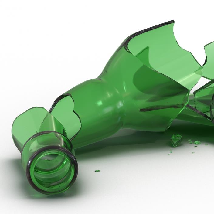 Broken Beer Bottle Green 3D model