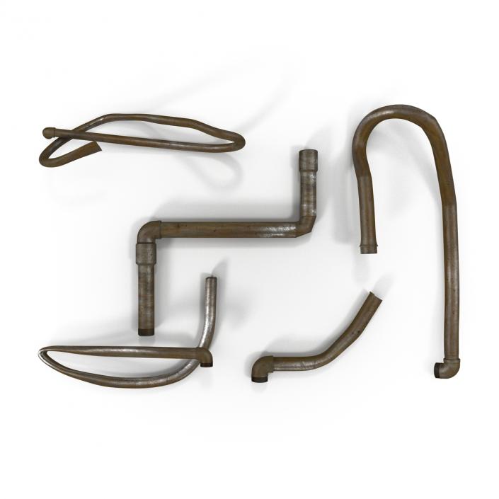 3D Iron Pipes Set with Elbow Attachment 3 model