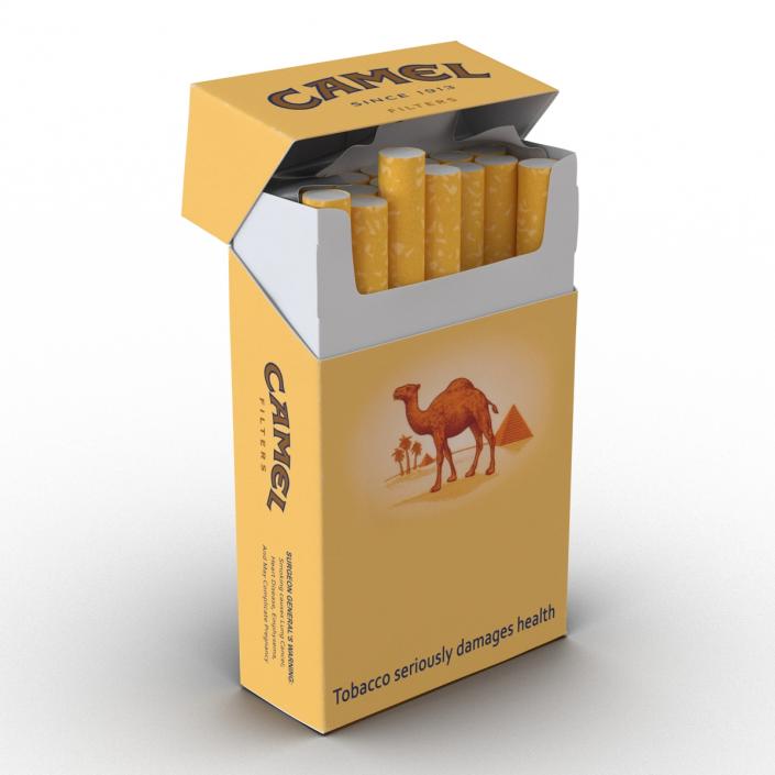 3D Opened Cigarettes Pack Camel model