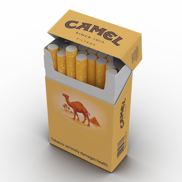 3D Opened Cigarettes Pack Camel model