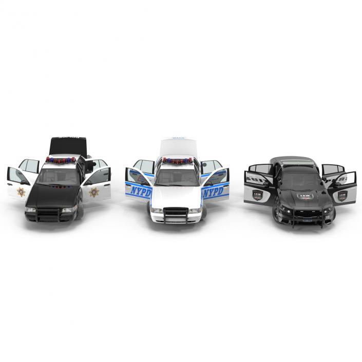 Generic Police Cars Rigged Collection 3D