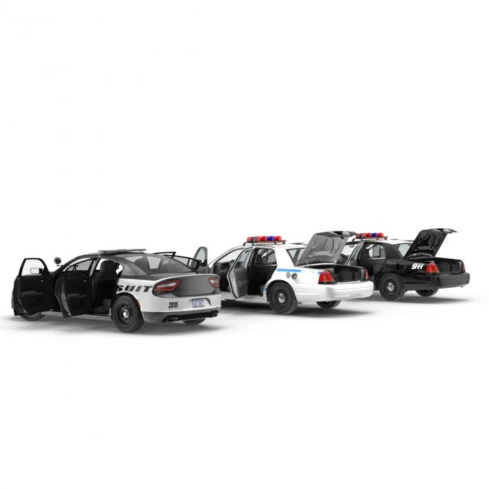 Generic Police Cars Rigged Collection 3D