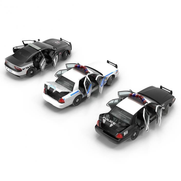 Generic Police Cars Rigged Collection 3D