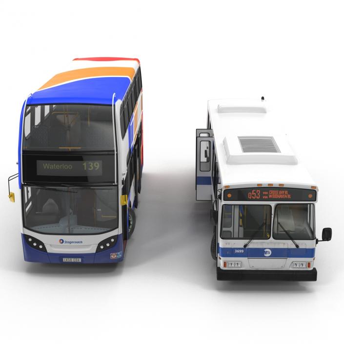 3D model Rigged Buses Collection 3