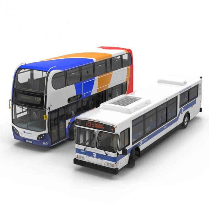 3D model Rigged Buses Collection 3