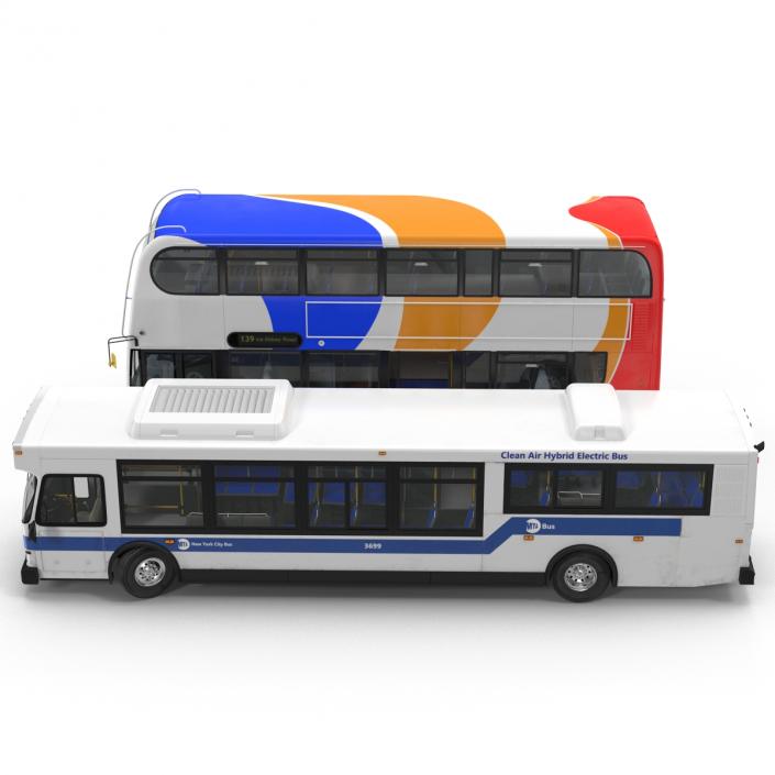 3D model Rigged Buses Collection 3