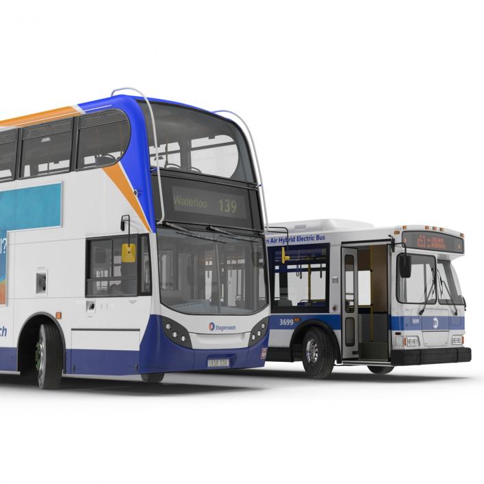 3D model Rigged Buses Collection 3