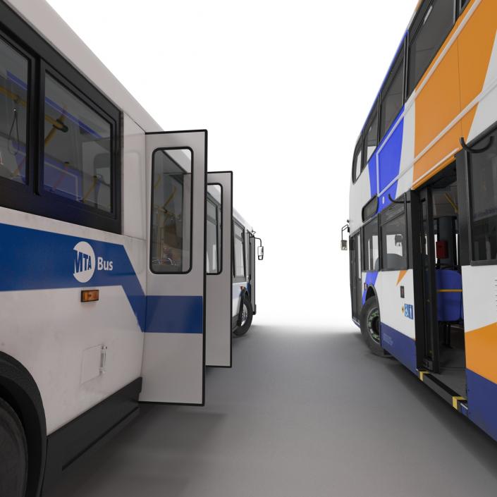 3D model Rigged Buses Collection 3