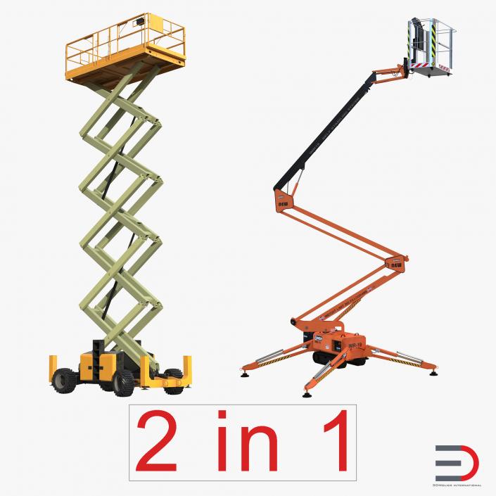 3D Scissor Lifts Rigged Collection