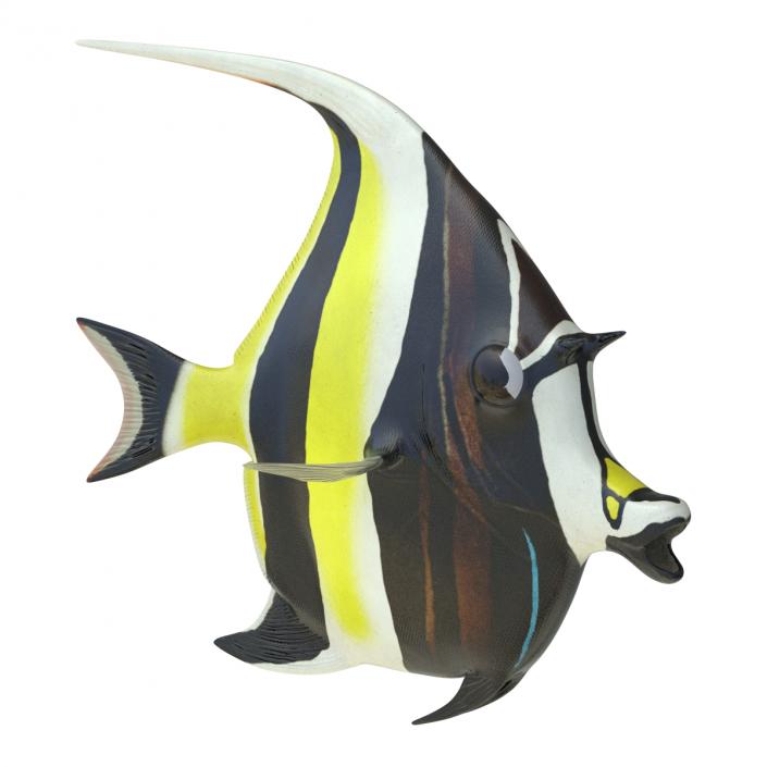 Moorish Idol Fish Rigged 3D model